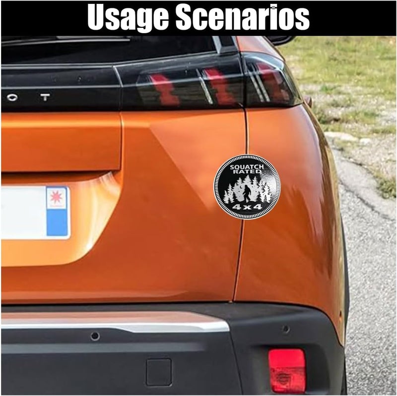 GLSOWEE Dogs Badge Rated Car Emblem, 4 x 4 3D Metal Car Badge Decals Stickers Round Emblem Decals, Auto Exterior Emblems Badge Compatible with Vehicles Trucks SUV RV (Squatch 2) - Image 5